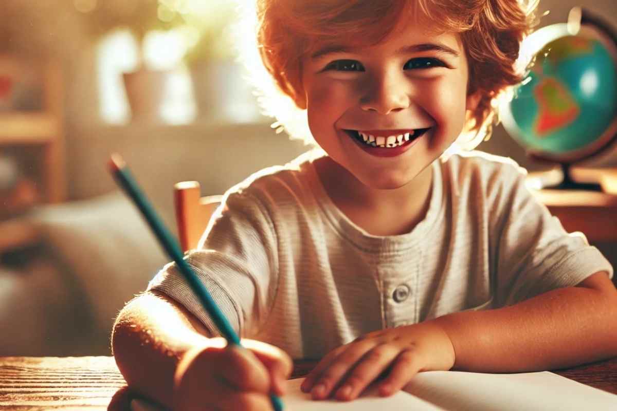 Bambino mentre studia